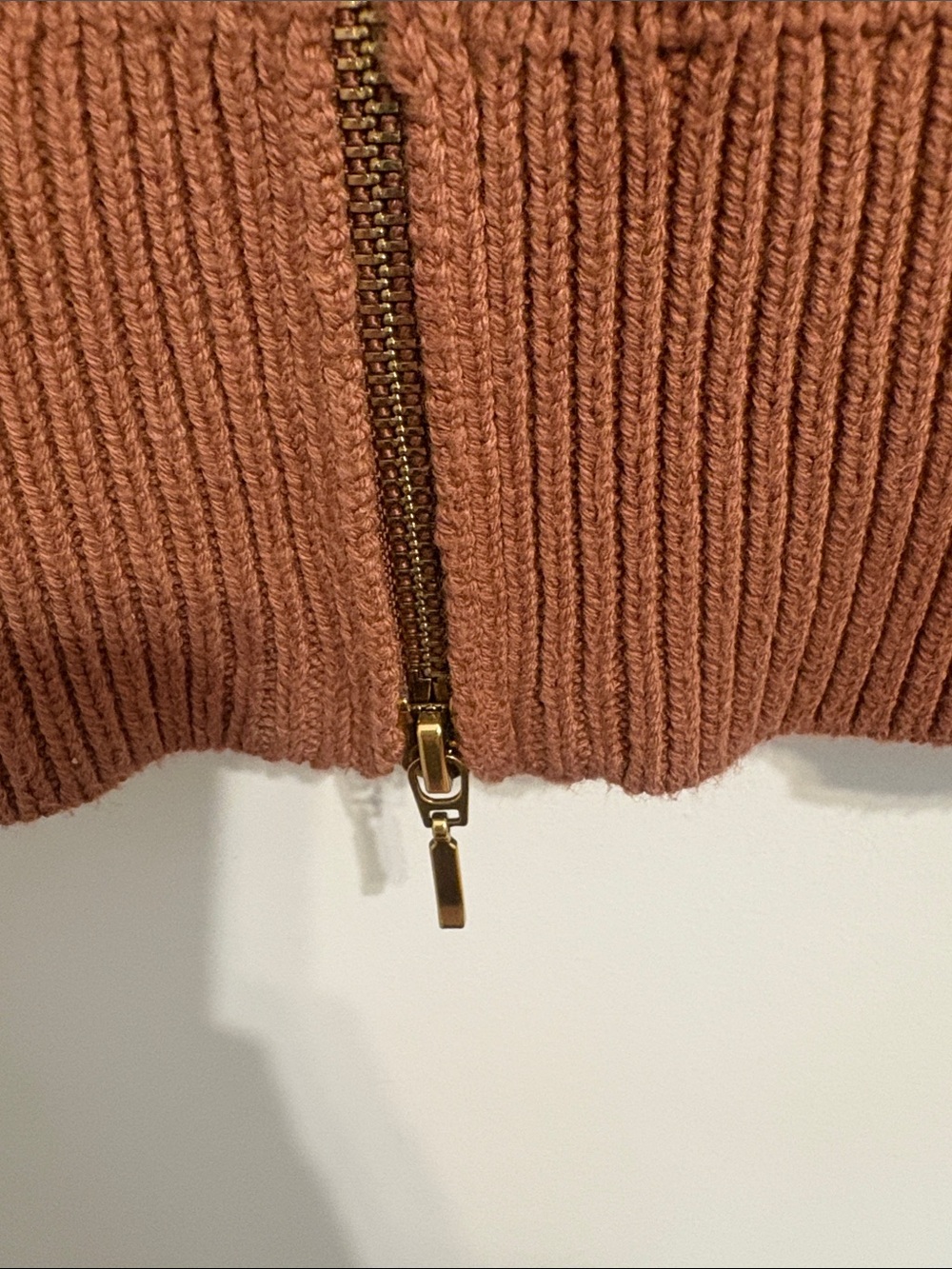 Abercrombie & Fitch Rust-Brown Zip Front Knit Jacket - Picture 4 of 6